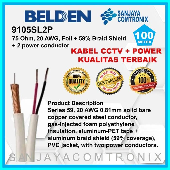 Belden 9105Sl2P Kabel Coaxial Cctv Rg59 + Power