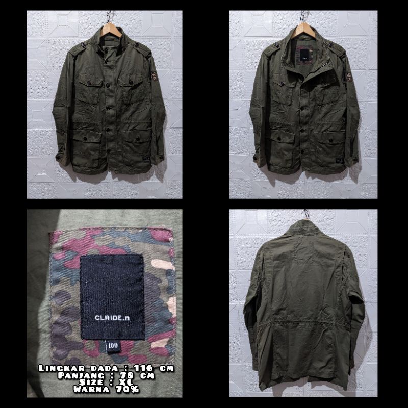 Jaket Parka Merk Clride.n Warna Hijau Army Second Original.