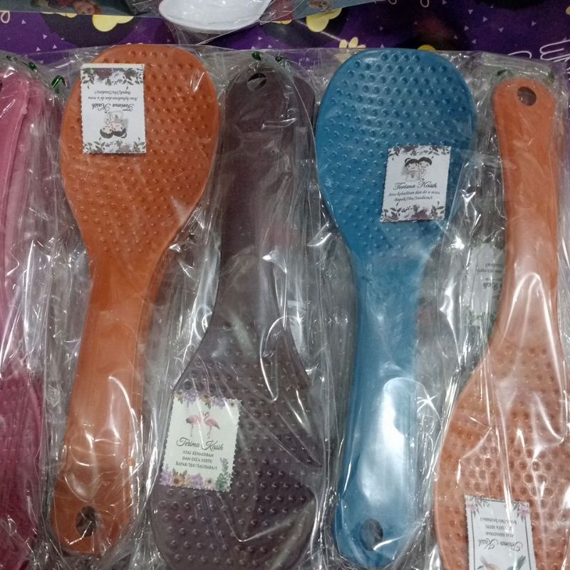 [isi 50] Souvenir Pernikahan, Sendok Nasi Bintik, Dikemas Plastik, Berwarna Random random