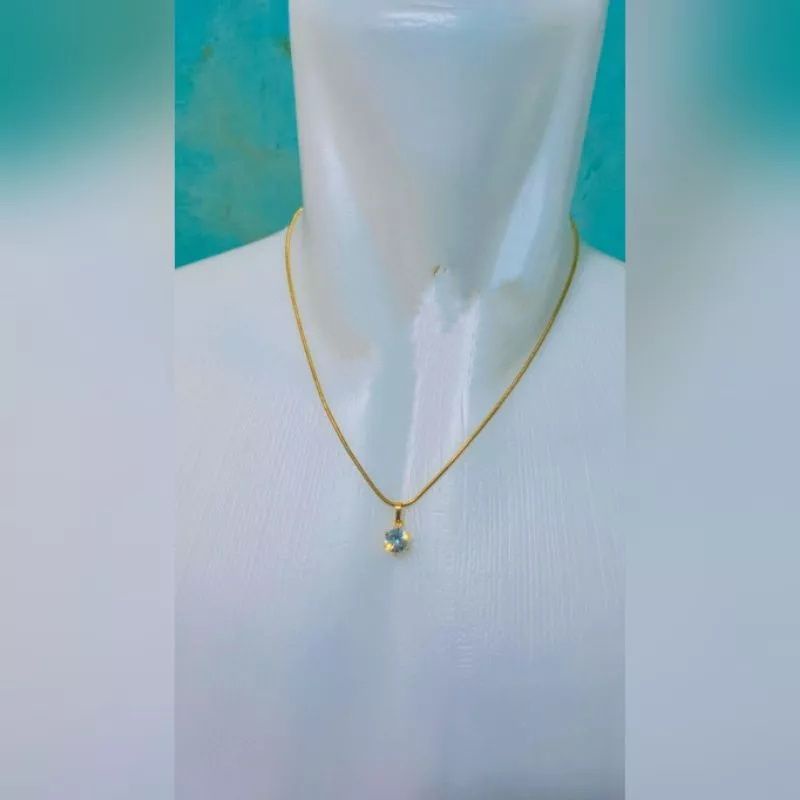 Kalung Titanium Gold Bulat Liontin Mutiara