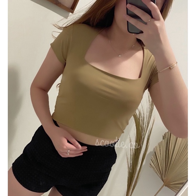 Murah Meriah.. (COD) Zora Crop Top | Square Neck Crop Top Premium Double Layer | Korean Crop Top Squ