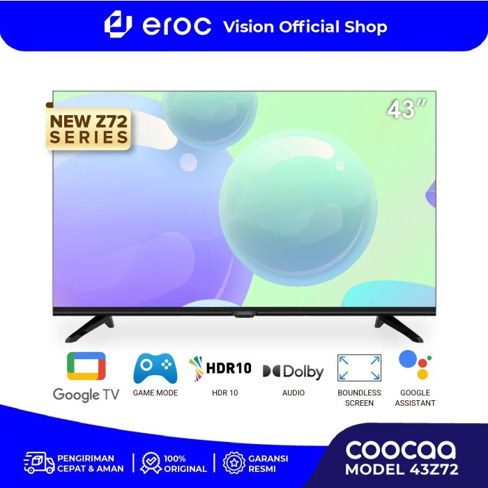 [Google Tv] Coocaa Smart Led Tv 43 Inch - Netflix & Youtube - 43Z72