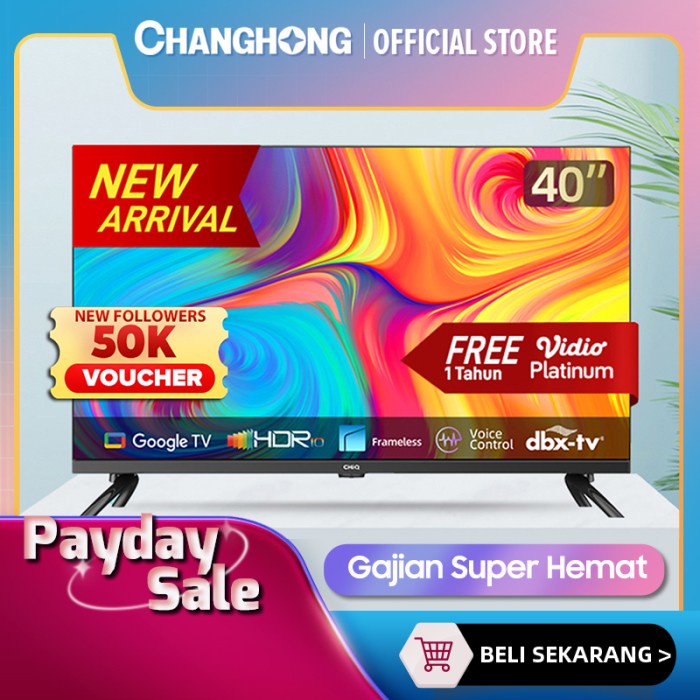 Google TvChiq 40 Inch Smart Tv Hdr10 Digital Tv (L40G7P Pro)