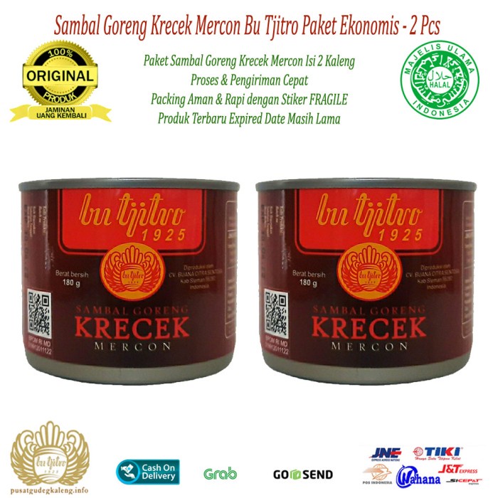 

SAMBAL GORENG KRECEK MERCON BU TJITRO PAKET EKONOMIS - ISI 2PCS