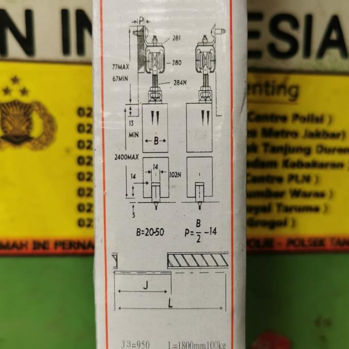 $+$+$+$+] REL PINTU GESER J5 240 CM / REL PINTU SLIDING