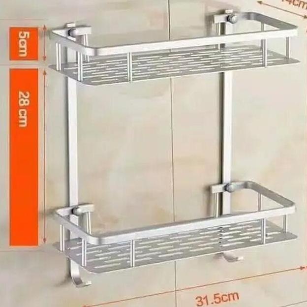 *****] Rak Kamar Mandi Tempat Peralatan Perlengkapan Mandi Aluminium 2 Susun