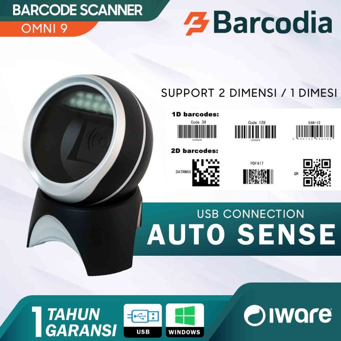 Barcode Scanner Duduk Kasir OMINI IWARE USB Barcode Reader 1D 2D