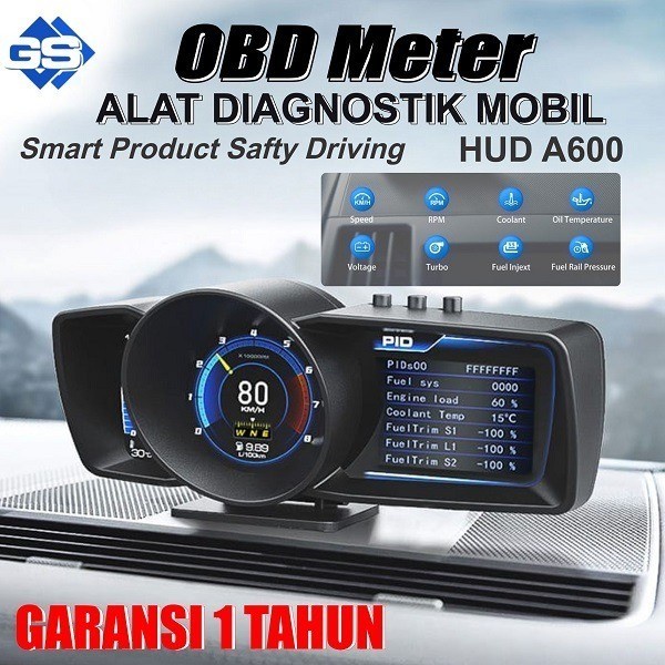 Pengukur Otomatis A600 HUD GPS + Sistem OBD, Speedometer Komputer