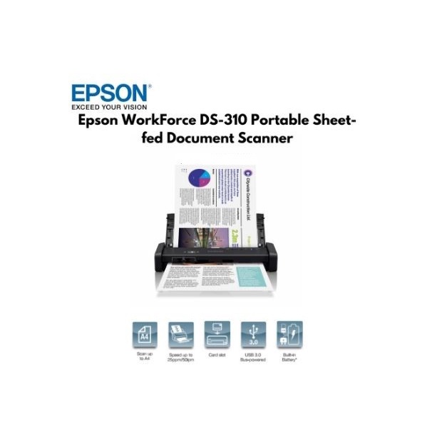Scanner EPSON DS-310 Portable Sheet-fed Document Scanner DS310