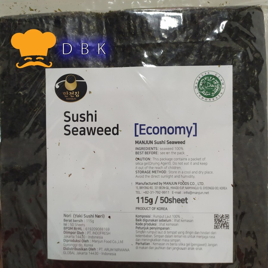 

Sushi N Manjun Economy Seaweed Rumput Laut 50 Sheets 19X21Cm 115Gr