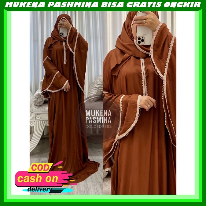 Kekinian Mukena Hadramaut Terusan Jumbo Rukoh Pashmina Dewss Mukenah Terusan Terompah Remaja Mujena 