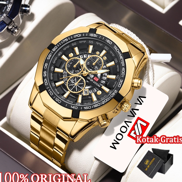 REKOMENDASI VAVA VOOM Jam Tangan Pria Kronograf Luxury Sport Quartz Business Waterproof Casual Watch