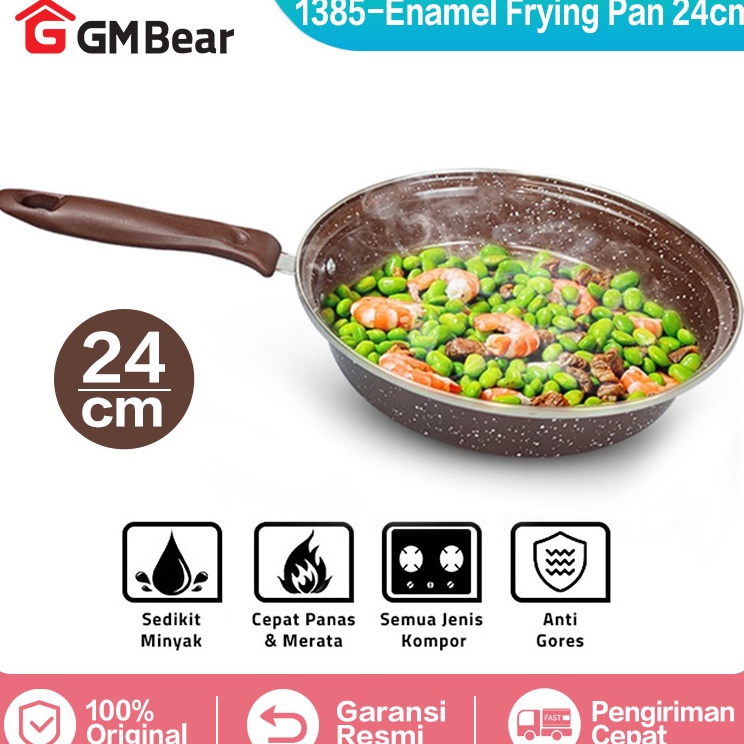Harga Termurah GM Bear Wajan Penggorengan Enamel 1385  - Frypan Enamel