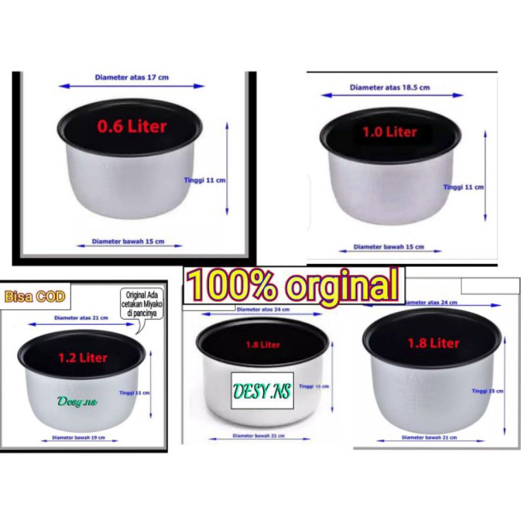 PALING DICARI Panci Miyako 0.6-1.8liter 100% Original/ Panci Rice Cooker Miyako 0.6-1.8liter
