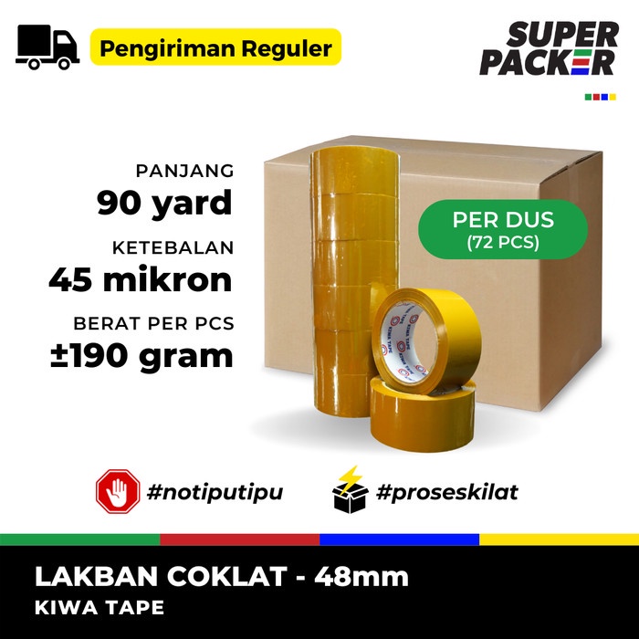 

Lakban Coklat Kiwa Tape 48mm 90 Yard (82 Meter) - per dus