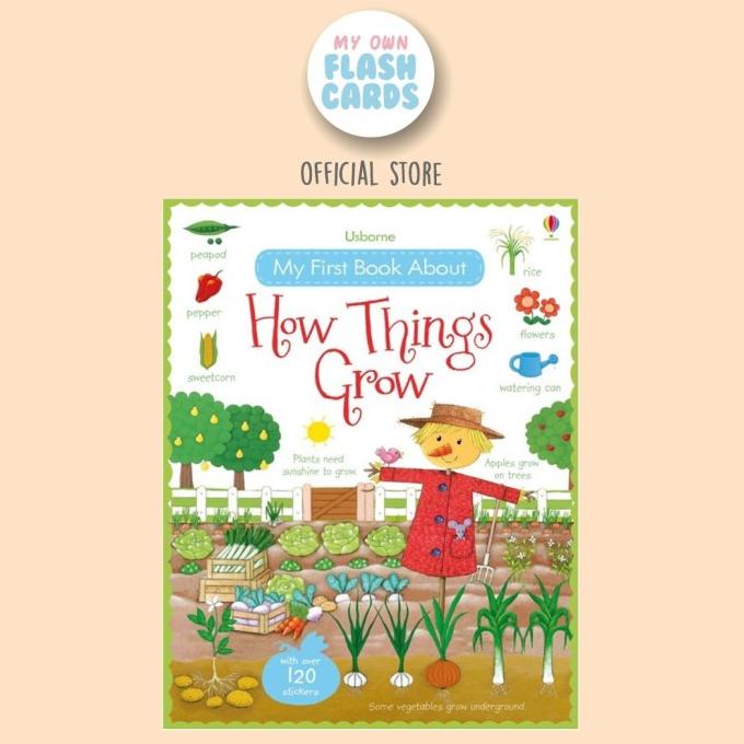 

Usborne How Things Grow My First Book About Sticker Import Buku Anak