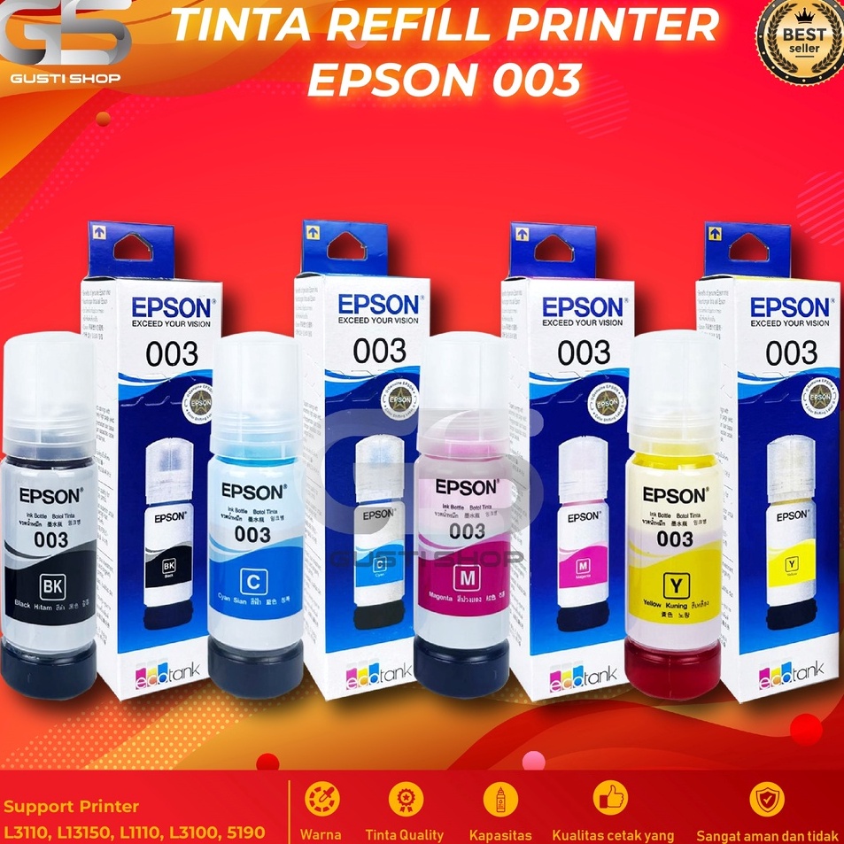STOK TERBARU  Tinta Epson 003 Refill Printer L1110 L5190 L3150 L3110 L3101