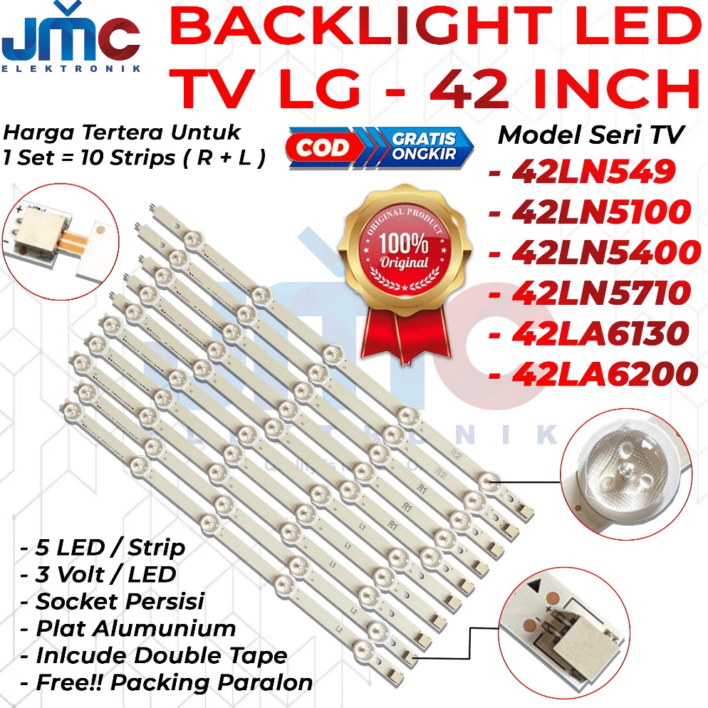 LANGSUNG KIRIM BACKLIGHT TV LED LG 42 INC 42LN5100 42LN5400 42LN5710 42LA6130 42LA6200 LAMPU BL LED 