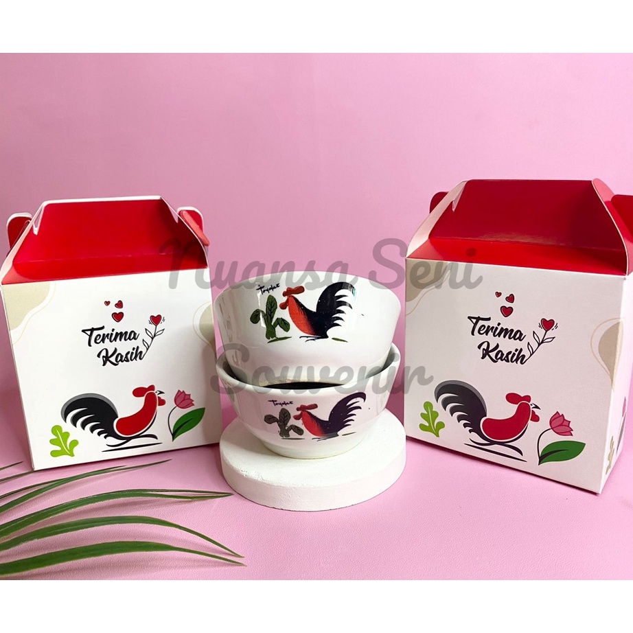 Grosir Souvenir Mangkok Sambal Keramik Mangkuk Ayam Jago Mini Mangkok Two Tone Keramik Kecil Kemas P