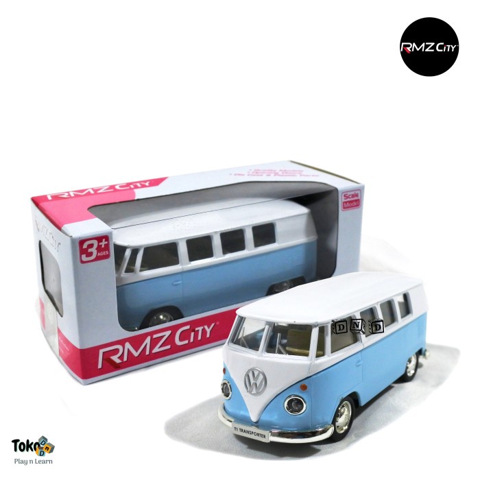 Mainan Anak Diecast Metal Mobil RMZ Volkswagen Samba VW Combi Biru