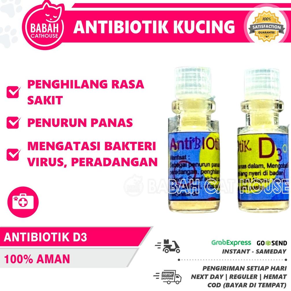 D3 Antibiotik Kucing Obat Untuk Demam Radang Virus Flu Anak Kitten Cat Penurun Panas Vitamin Ampuh
