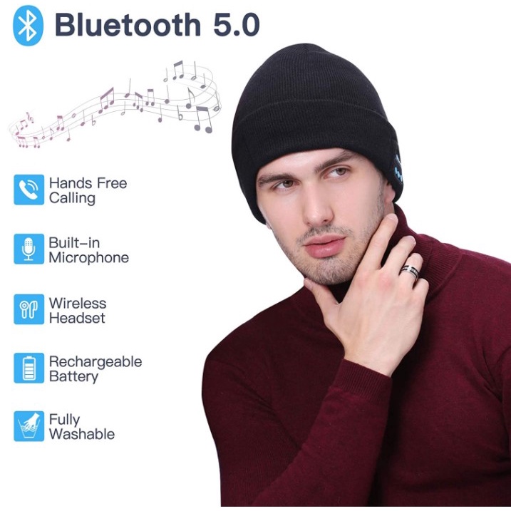 Kupluk Gunung Kupluk Bluetooth Knit Beanie Dengan Hands-Free Calls Speaker / Bluetooth Music Headset