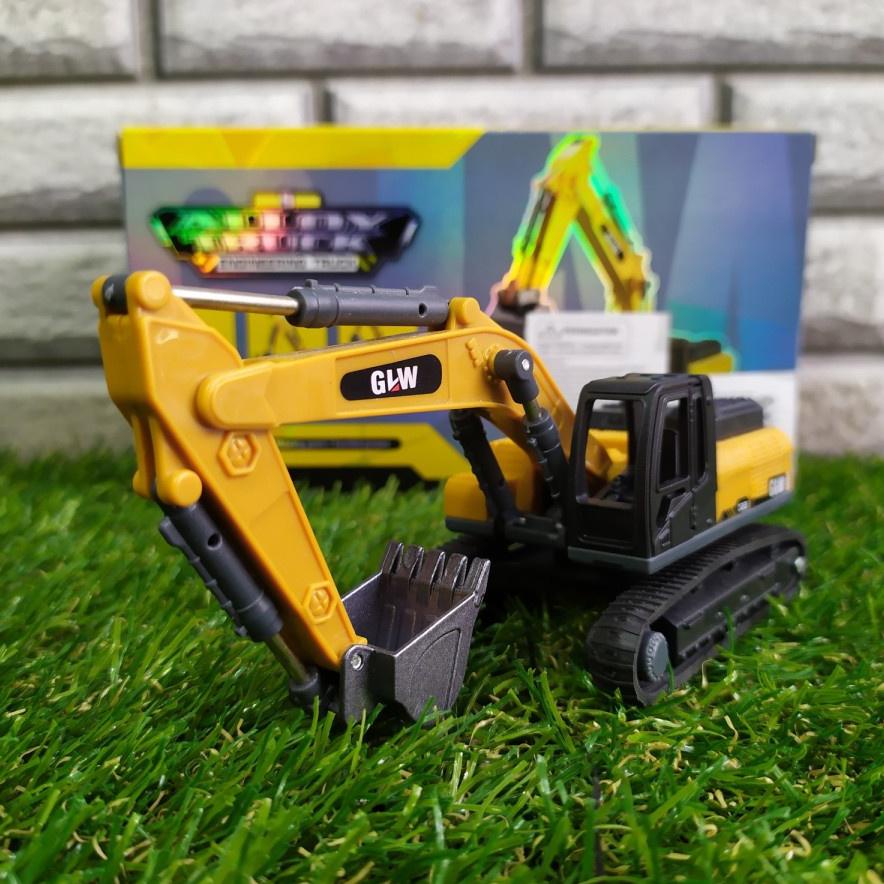 [Ckk] Diecast Excavator Glw Model Premium Ban Karet Miniatur Truk Keruk Terlaris