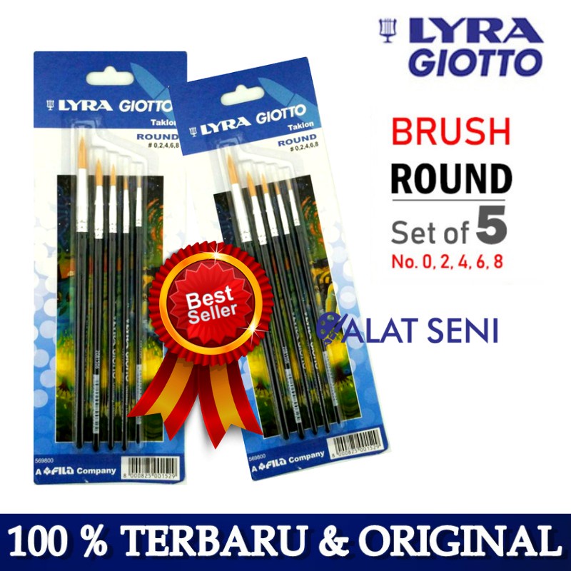 

Lyra Art Brush Set Round & Round Set / Kuas Bulat & Pipih Set 5