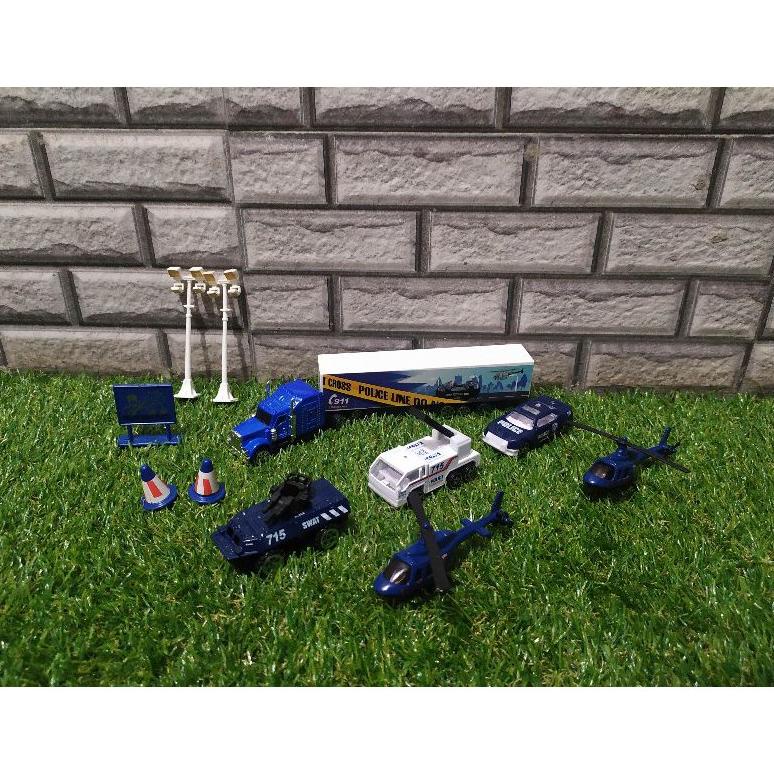 [Kks] Mainan Set Diecast Truk Kontainer Polisi Patrol - Miniatur Set Truk Kontainer Mobil Polisi Ter
