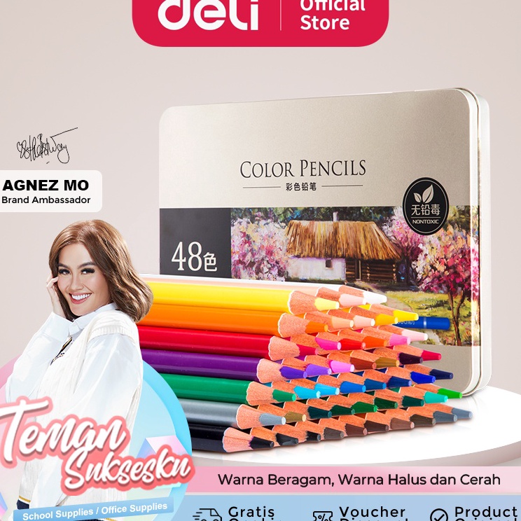 

Terlaris Deli High-grade Oil Pencil Color Pensil Warna Minyak 48/72 Warna 6567 6568 Hot Sale