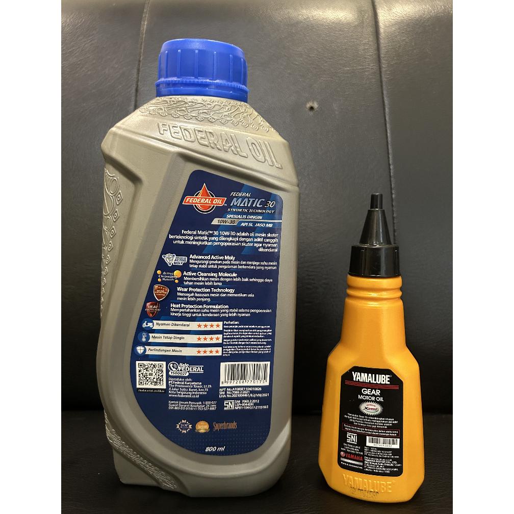 Promo Paket Oli Motor Matic Federal Matic 800Ml + Oli Gardan Honda/Yamalube Oli Gear Yamaha/Honda Bi