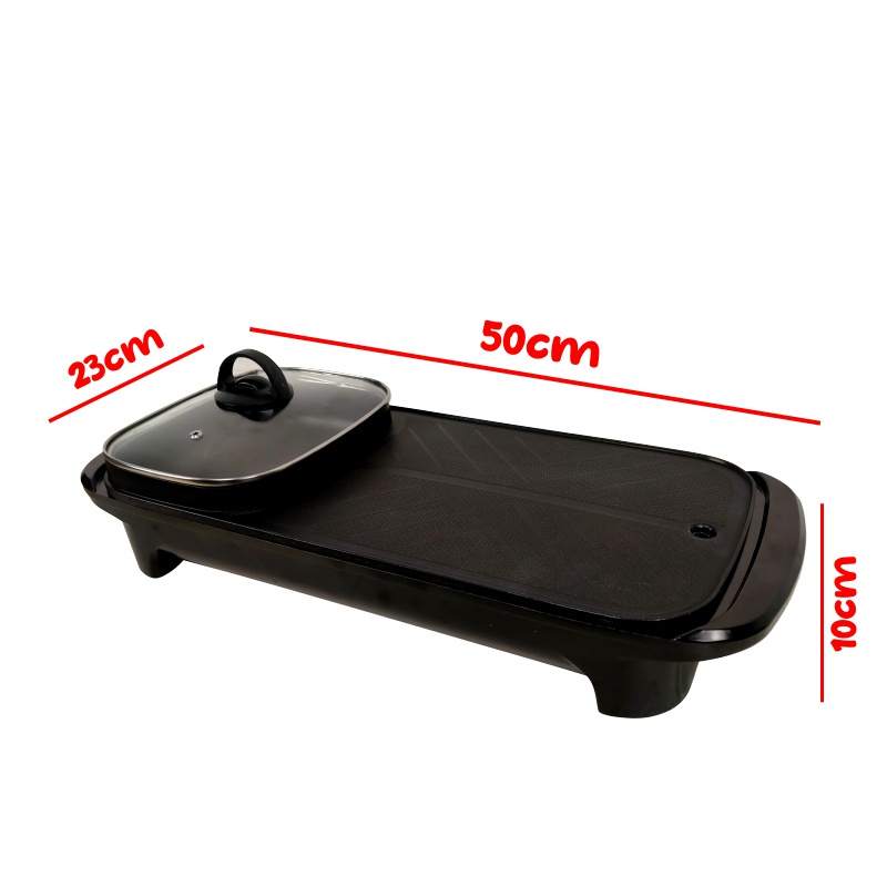 Kompor Panggangan Bbq Dan Hotpot Elektrik 2 In 1 Grill Bbq Hotpot Elektrik Anti Lengket Panggangan
