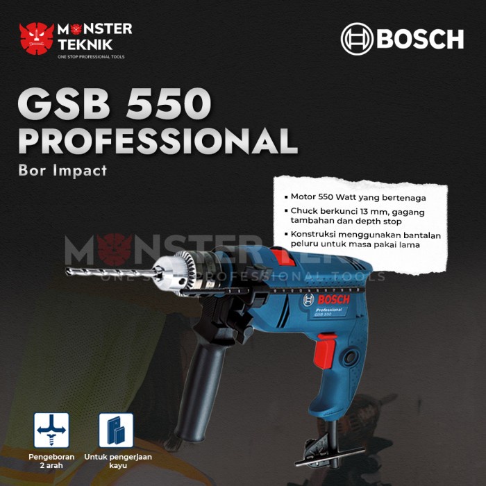 Mesin Bor Bosch 550W Gsb550 Bor Beton Impact Drill 13 Mm - Gsb550 Mesin