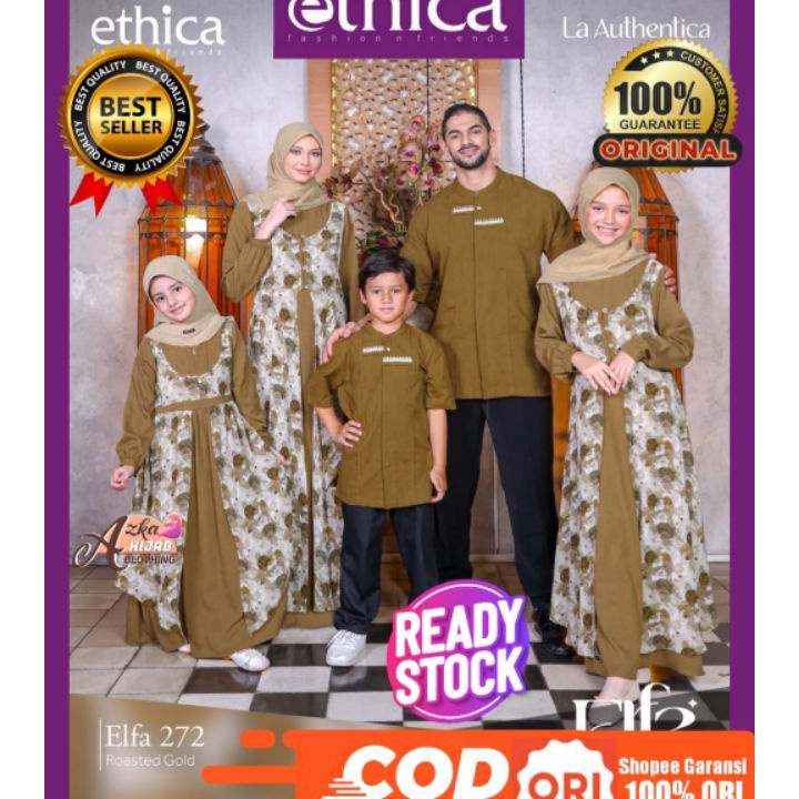 Baru READY STOCK SARIMBIT ETHICA 2023 ELFA 272 ROASTED GOLD / BAJU COUPLE KELUARGA / BAJU MUSLIM COU