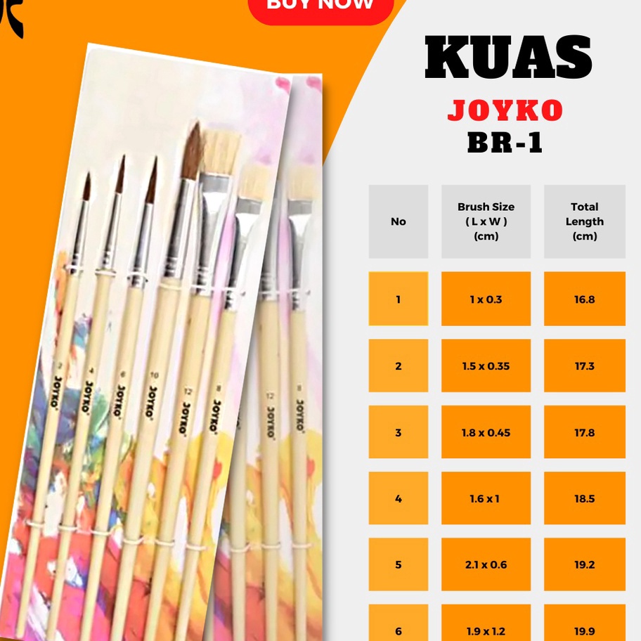 

Ready Stock [SALE] Kuas Lukis / Brush Joyko Set BR-1 Murah Original