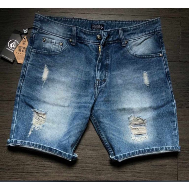 Terbaik.. volcom jeans pendek sobek original terbaru // celana pendek pria