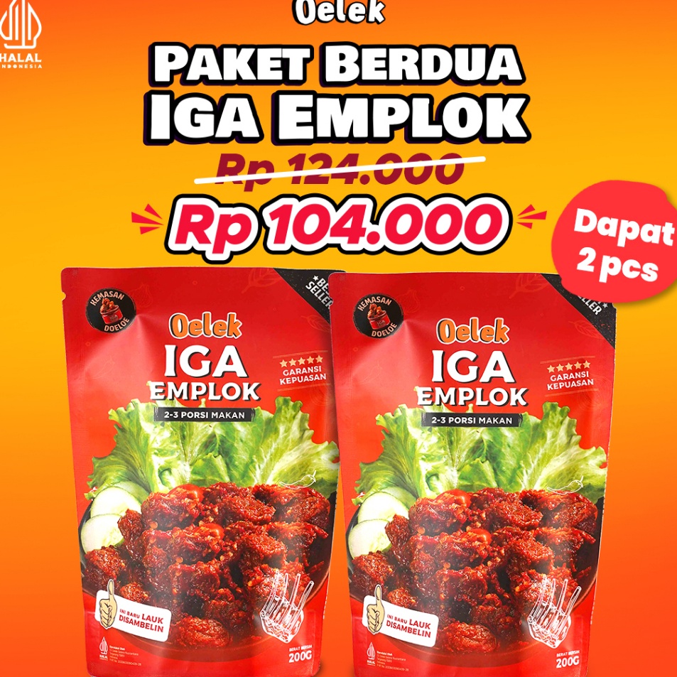 

KFJD3339 Paket Berdua Iga Emplok Oelek - 2 Pack Iga Emplok / Iga Mercon / Iga Sambal / Oseng Iga