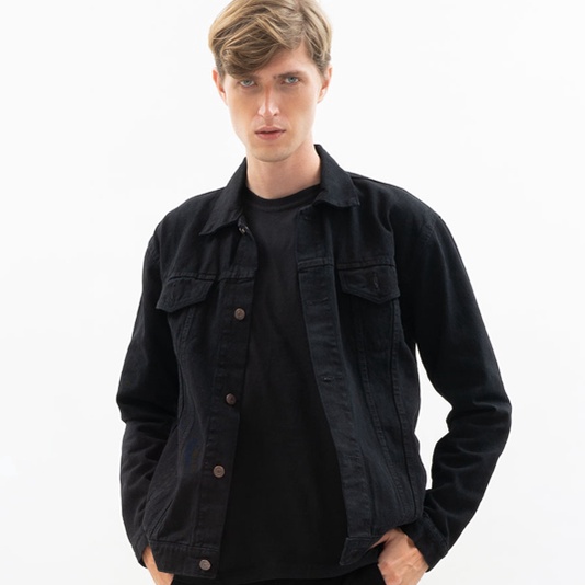 Harga Termurah Houseofcuff Jaket Jeans Pria Polos Tebal Dilan Jaket Denim Hitam