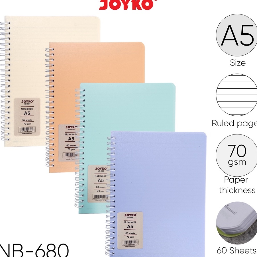 

WJKW1930 [PROMO SALE!!!] Ruled Notebook Diary Agenda Buku Catatan Bergaris Joyko NB-680 60 Lembar