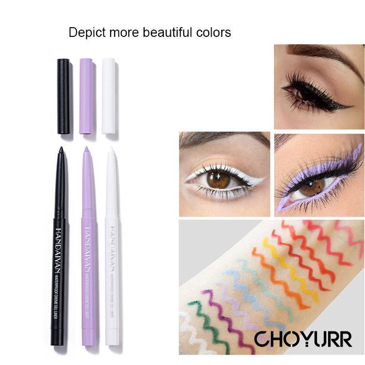 Terlaris 【COD】Eyeliner Pensil Warna Putih&Hitam&Ungu Eyeliner Gel Colorful  Warna Warni Eye Liner An