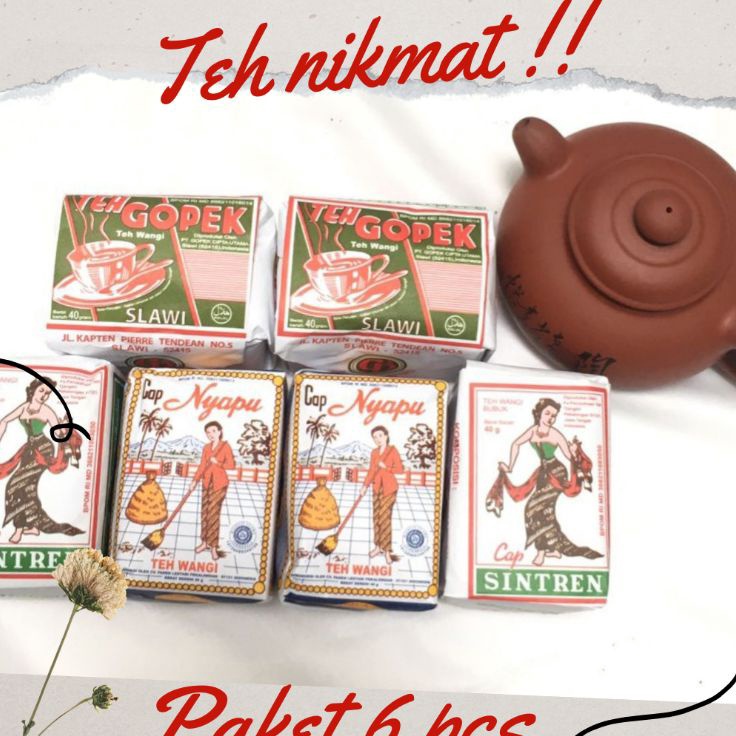 

Bayar Di Tempat Teh Nyapu Teh Gopek Teh Sintren Paket 6 pcs