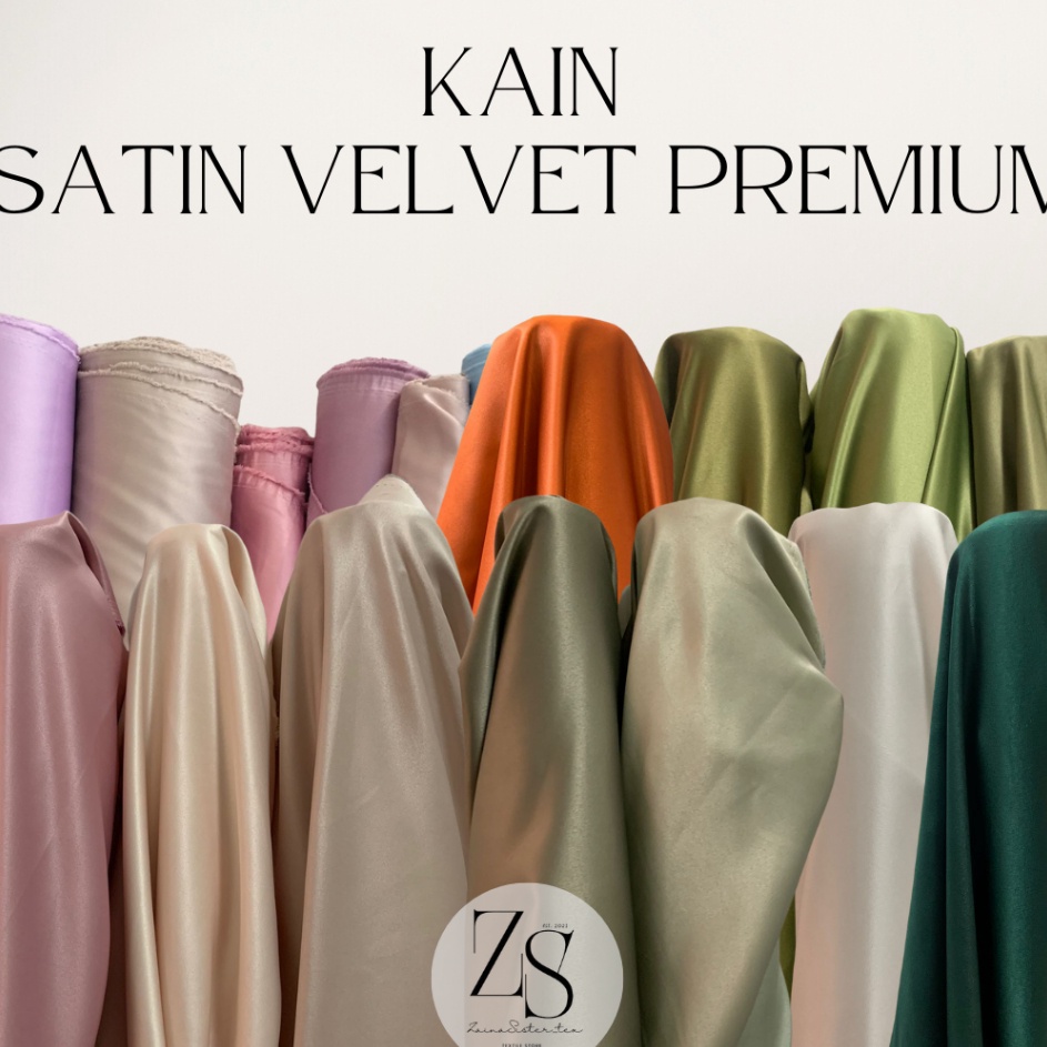QHKT8102 GROSIR Bahan Kain Satin Velvet Premium Furing Kebaya Bisa Untuk Gamis Bahan Bridesmaid Warn