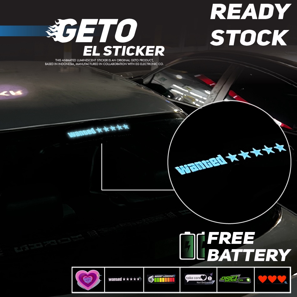 BEST SELLER Stiker Mobil Car EL Sticker LED Elektrik JDM Windshield LED Wanted Love Take Car Boost L