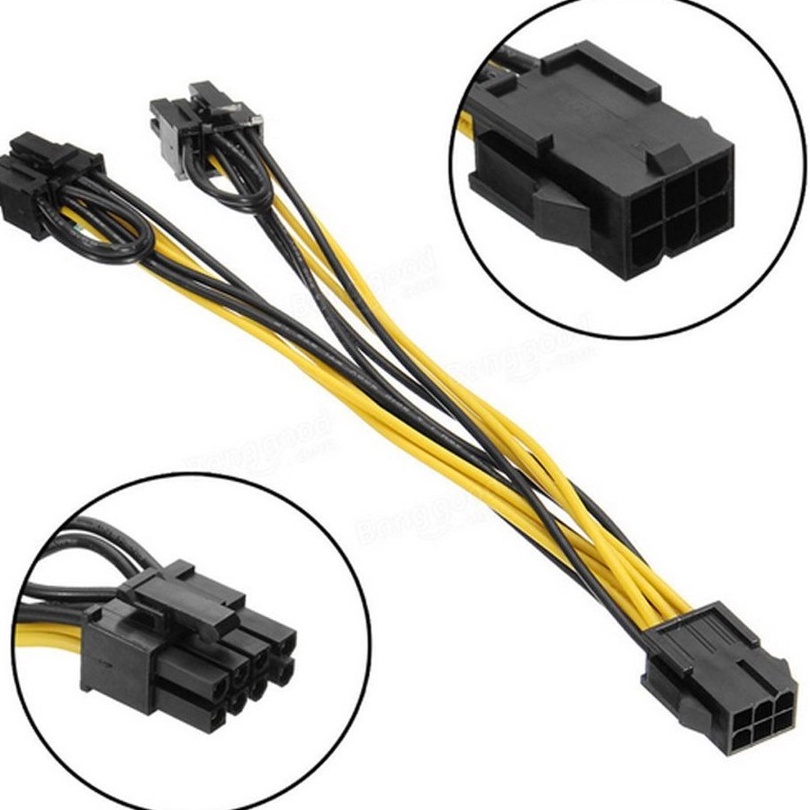 LTI073 Kabel Power VGA PCIE 6 Pin To 8 Pin Cabang 2 PCI Express VGA &lt;&gt;