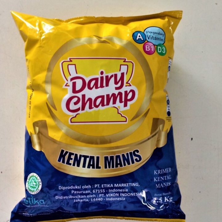 

Ready Susu Krimer Kental Manis Dairy Champ kemasan 2.5 kg Terupdate