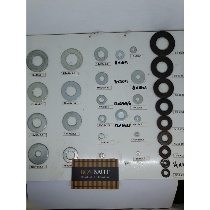 Ring Plat / Flat Washer Besi M 16 x 30 x 1.6 Putih - Ring Plat M16