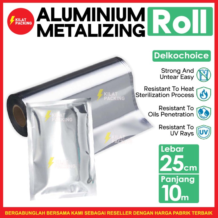 PLASTIK KEMASAN 25 CM ALUMUNIUM FOIL ROLL METALIZING KEMASAN SACHET