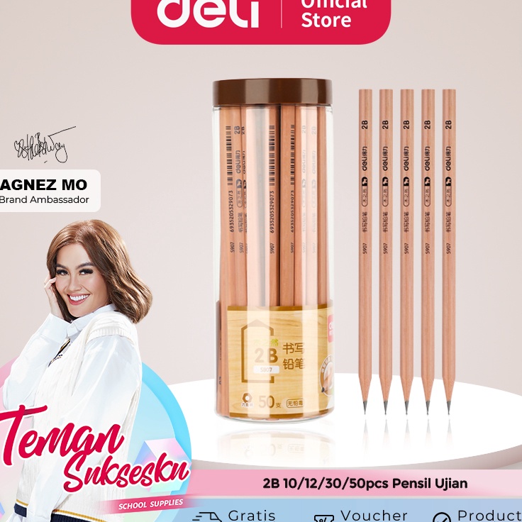 

FXTC0586 DISKON!!!!!!! Deli Graphite Pencil / Pensil Kayu Grafit 2B isi 12pcs 50pcs/BOX S907 S909