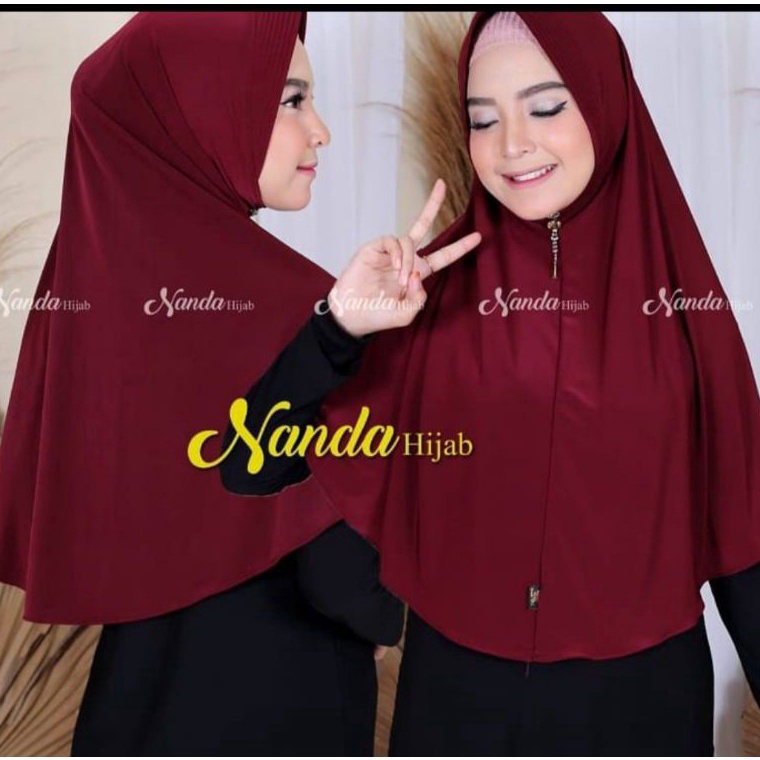 Murah.. Nanda Hijab Bergo instant Jersey Korea M