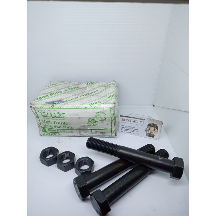 Baut Mur Baja M22X150 P2.5 Hitam (Kunci 32 )